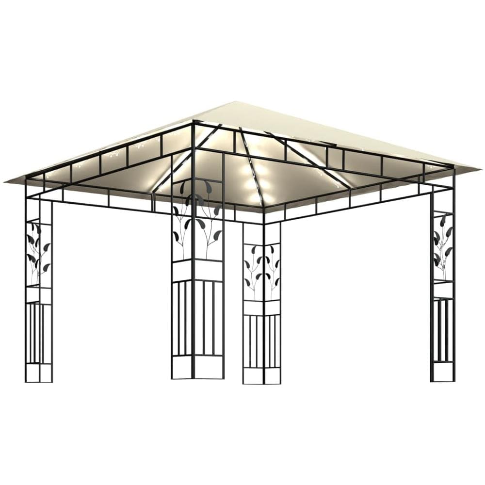 Gazebo con Zanzariera e Luci LED 3x3x2,73 m Crema - Foto 2
