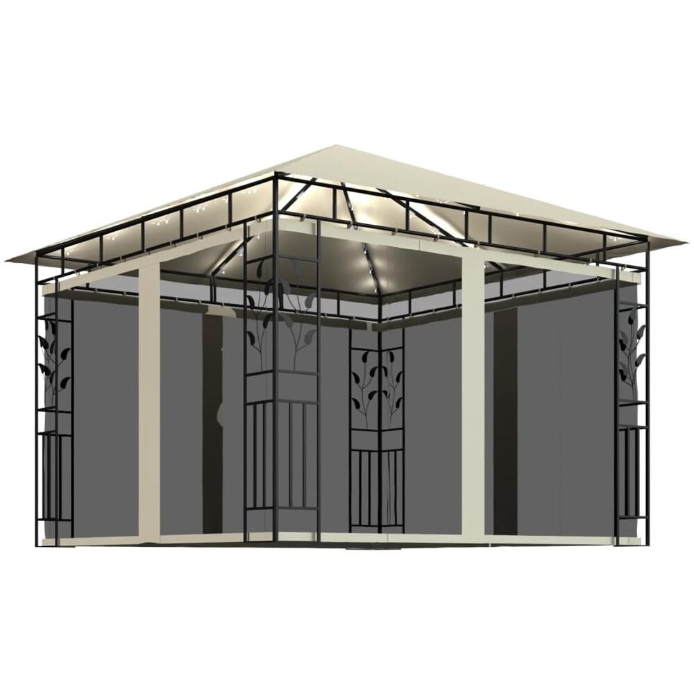 Gazebo con Zanzariera e Luci LED 3x3x2,73 m Crema - Foto 1