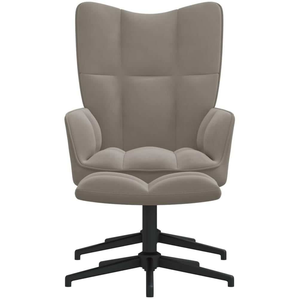 Poltrona Relax con Poggiapiedi Grigio Chiaro in Velluto - Foto 3