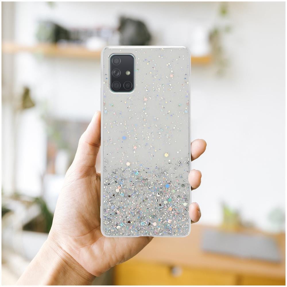 Custodia Compatibile Con Samsung Galaxy A71 5g In Trasparente Con Glitter - Coperchio Protettivo In Silicone Tpu Flessibile Con Glitter Scintillanti - Foto 8