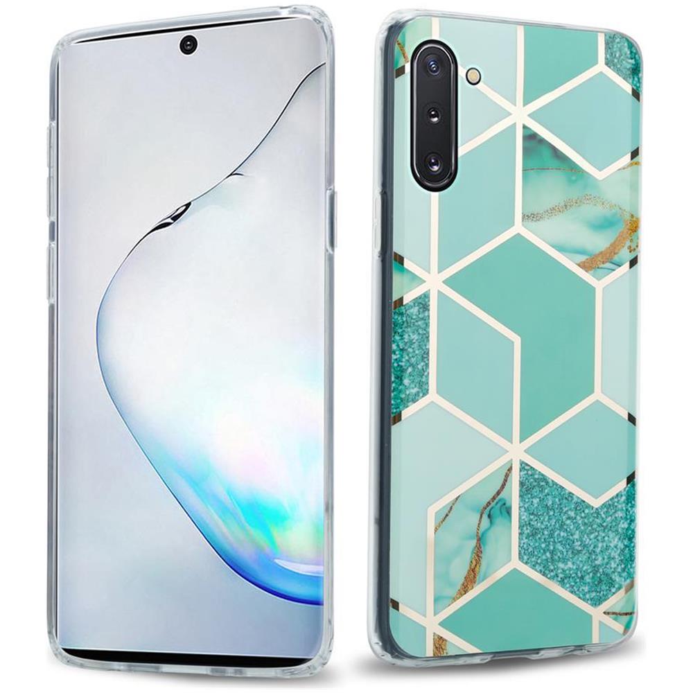 Custodia Compatibile Con Samsung Galaxy Note 10 In Marmo Verde Chiaro Verde Oro No. 3 - Coperchio Protettivo In Silicone Tpu Con Motivo A Mosaico - Foto 1