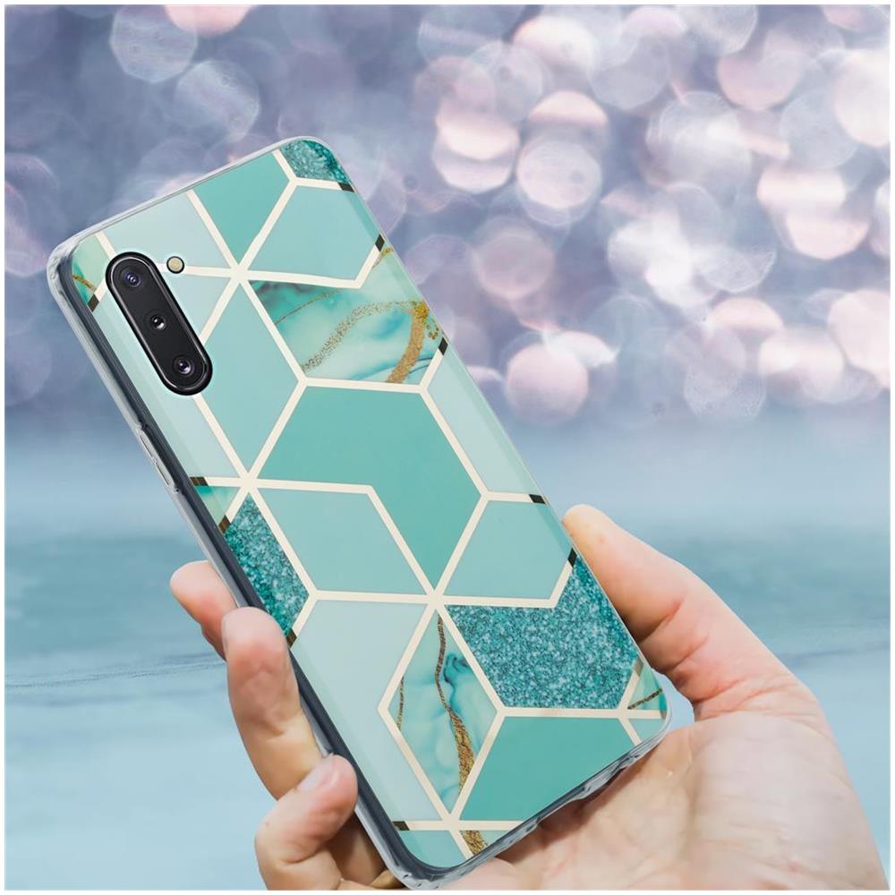 Custodia Compatibile Con Samsung Galaxy Note 10 In Marmo Verde Chiaro Verde Oro No. 3 - Coperchio Protettivo In Silicone Tpu Con Motivo A Mosaico - Foto 8