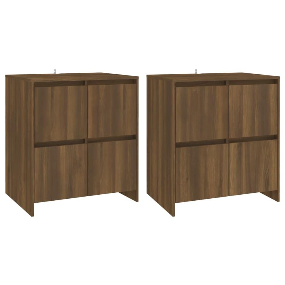 Credenze 2 pz Rovere Marrone 70x41x75 cm in Legno Multistrato - Foto 2