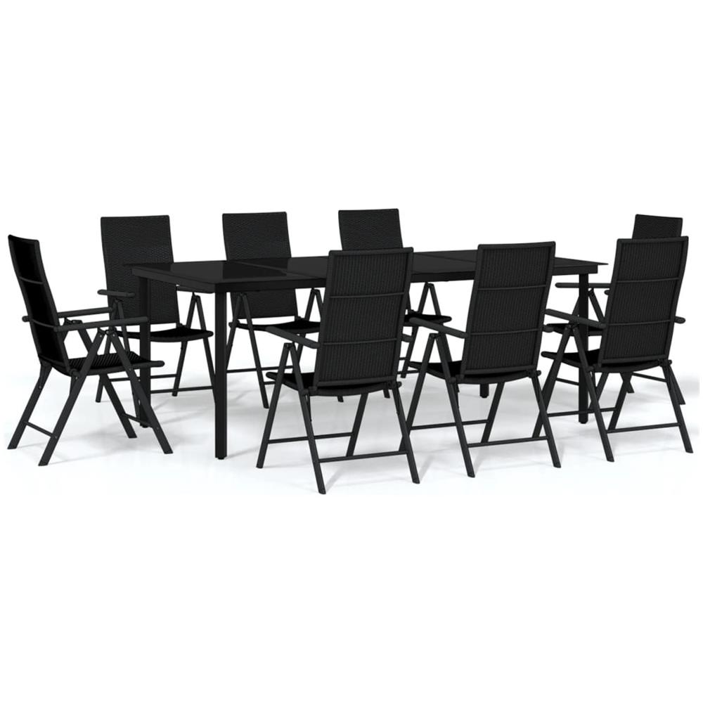 Set Da Pranzo Per Giardino 9 Pz Con Cuscini Nero - Foto 2