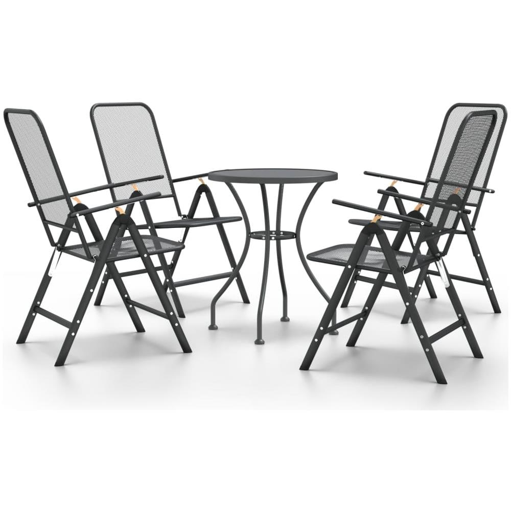 Set Da Pranzo Per Giardino 5pz Rete Metallica Espansa Antracite - Foto 1