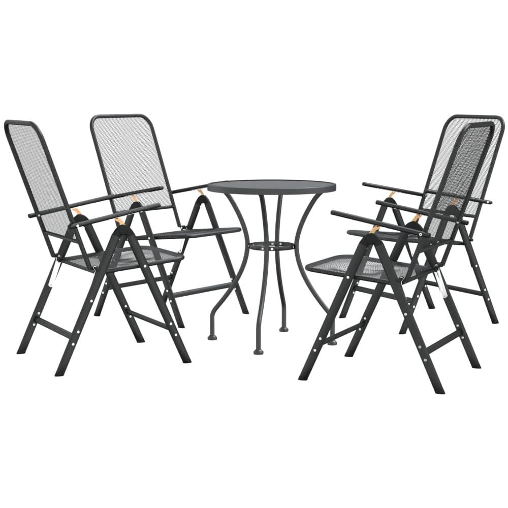 Set Da Pranzo Per Giardino 5pz Rete Metallica Espansa Antracite - Foto 2