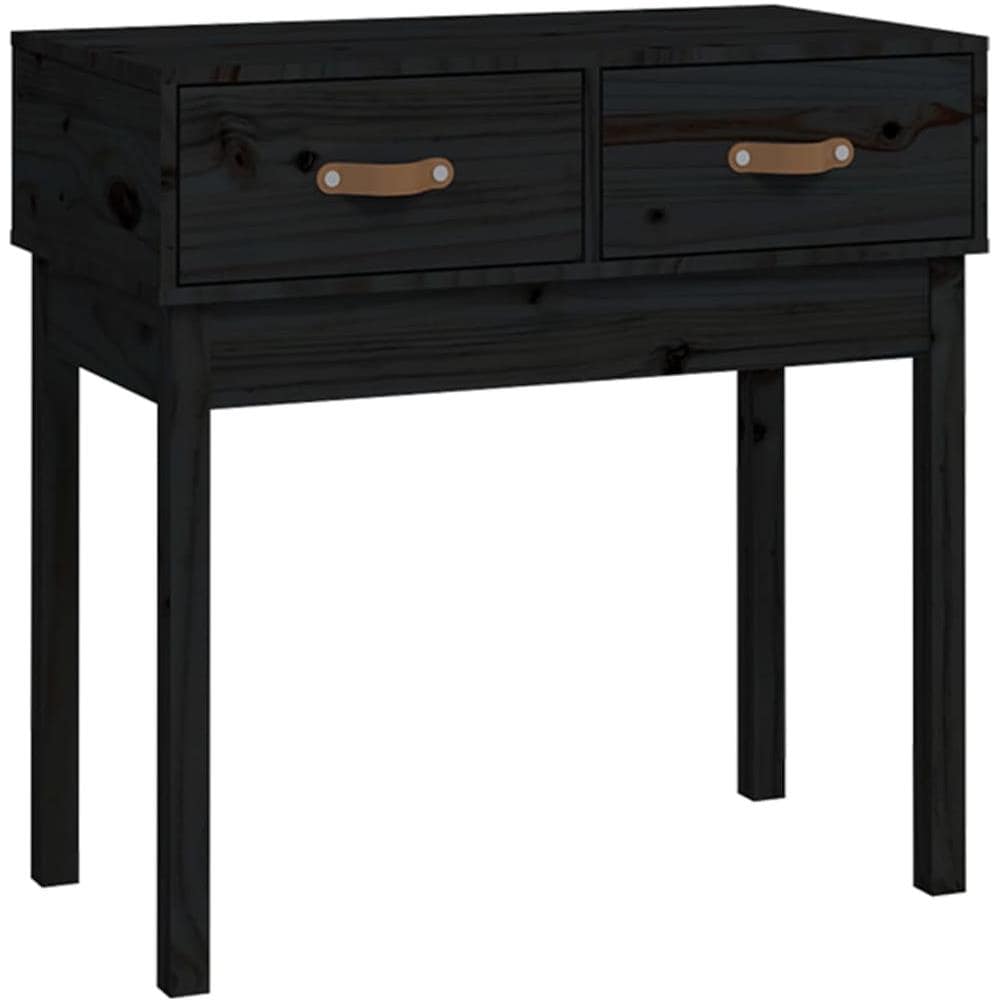 Tavolo Consolle Nero 76,5x40x75 Cm In Legno Massello Di Pino - Foto 2