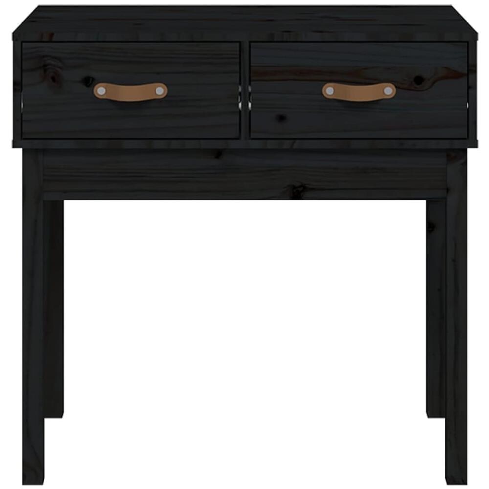 Tavolo Consolle Nero 76,5x40x75 Cm In Legno Massello Di Pino - Foto 3