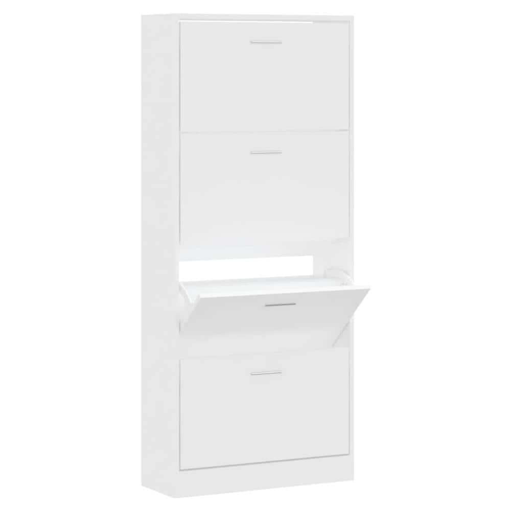Scarpiera Bianca 63x24x147 Cm In Legno Multistrato - Foto 2