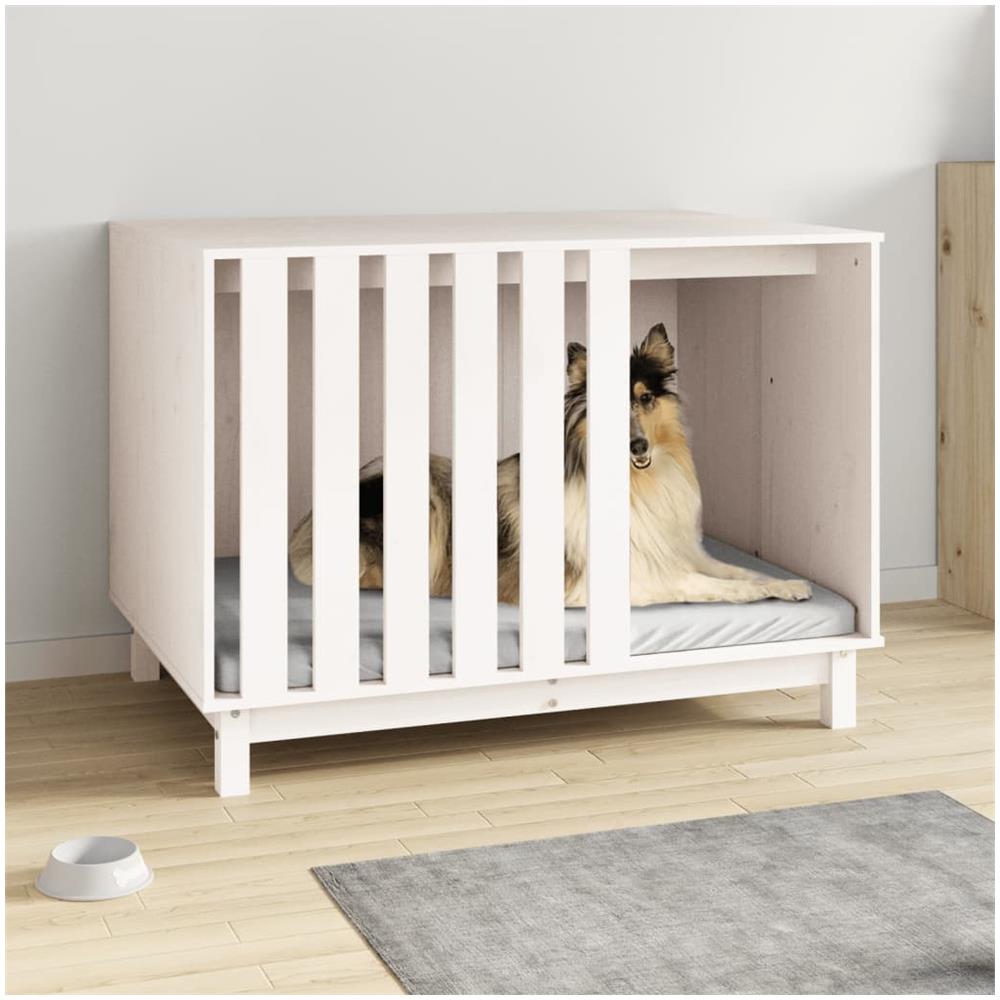 Casetta Per Cani Bianca 100x70x72 Cm In Legno Massello Di Pino - Foto 1