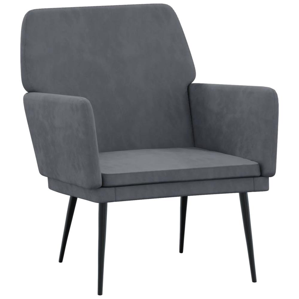 Poltrona Grigio Scuro 62x79x79 Cm Velluto - Foto 2
