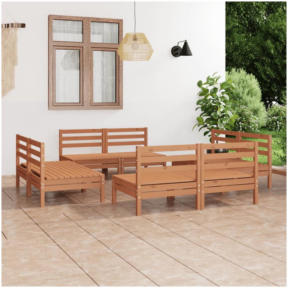 Set Divani Da Giardino 8 Pz Miele In Legno Massello Di Pino - Foto 1