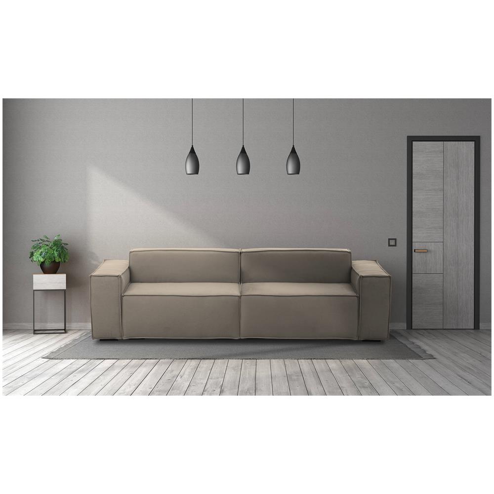 Divano Fisso Simona, Divano Componibile A 3 Posti Lineare, 100% Made In Italy, Sofà Moderno Da Soggiorno In Tessuto, Cm 260x95h70, Tortora - Foto 1