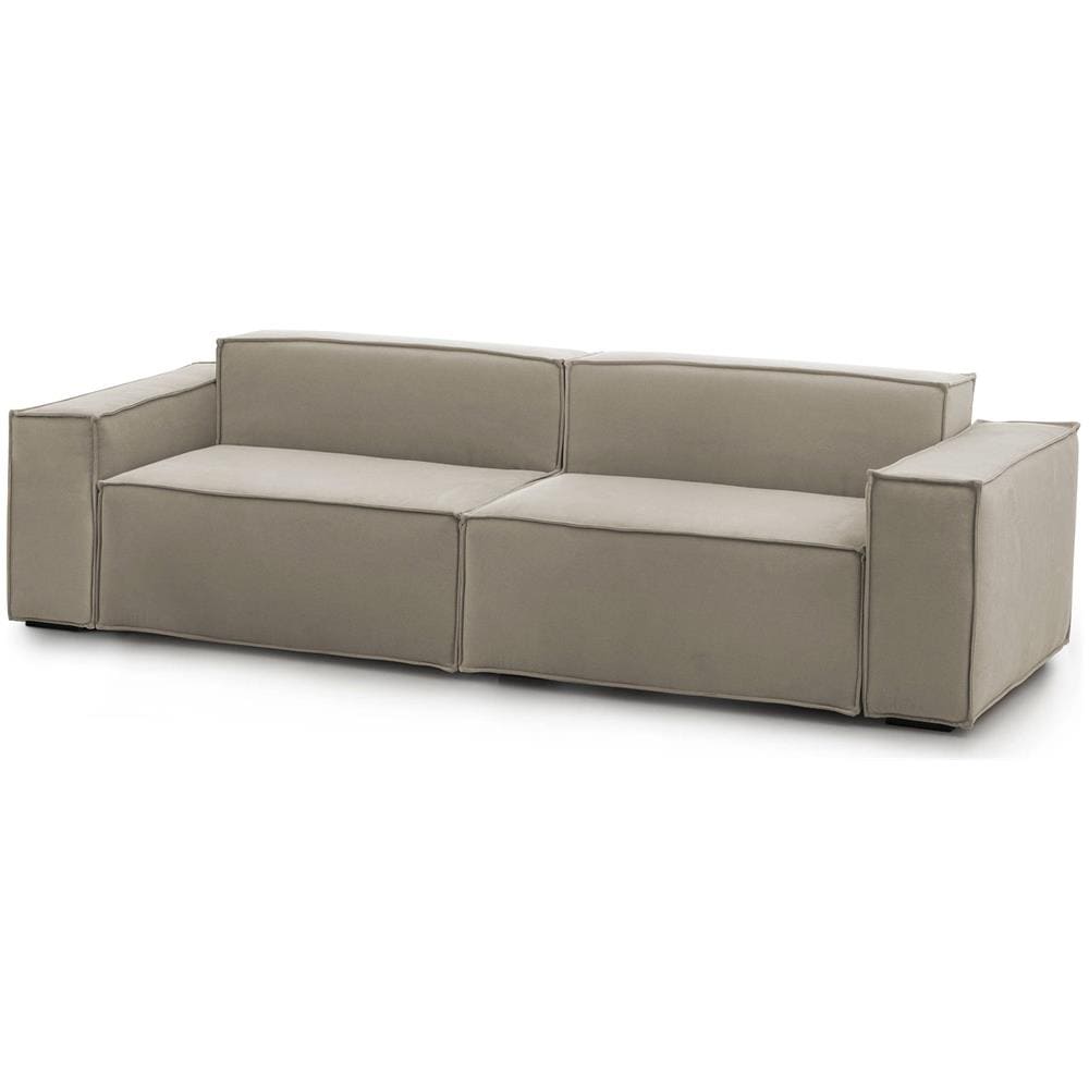 Divano Fisso Simona, Divano Componibile A 3 Posti Lineare, 100% Made In Italy, Sofà Moderno Da Soggiorno In Tessuto, Cm 260x95h70, Tortora - Foto 2