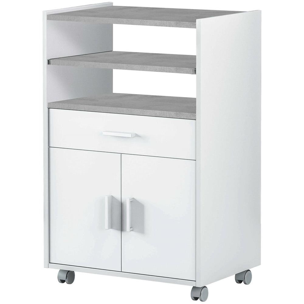 Carrello Scottsdale, Mobile Ausiliare Per Cucina Con Ruote, Armadio Multiuso Con 2 Ante E 1 Ripiano, 59x40h92 Cm, Bianco - Foto 2