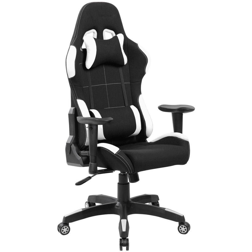 Sedia Da Gaming Bundaberg, Poltrona Da Gaming Adulto, Sedia Da Scrivania, 57x72h124/134 Cm, Nero E Bianco - Foto 1