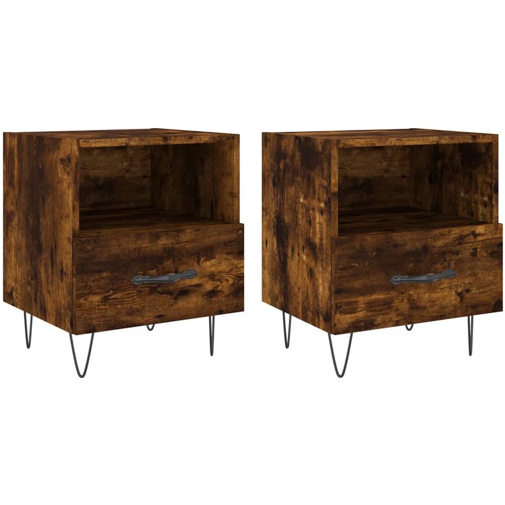 Comodini 2 Pz Rovere Fumo 40x35x47,5 Cm In Legno Multistrato - Foto 2
