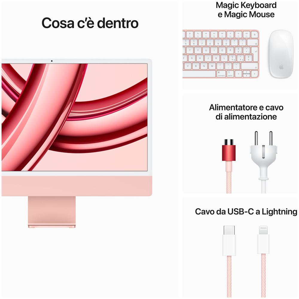 iMac (2023) Display Retina 23.5" 4,5K Chip M3 CPU 8-core GPU 10-core Ram 8GB SSD 256 GB Colore Rosa - Foto 5