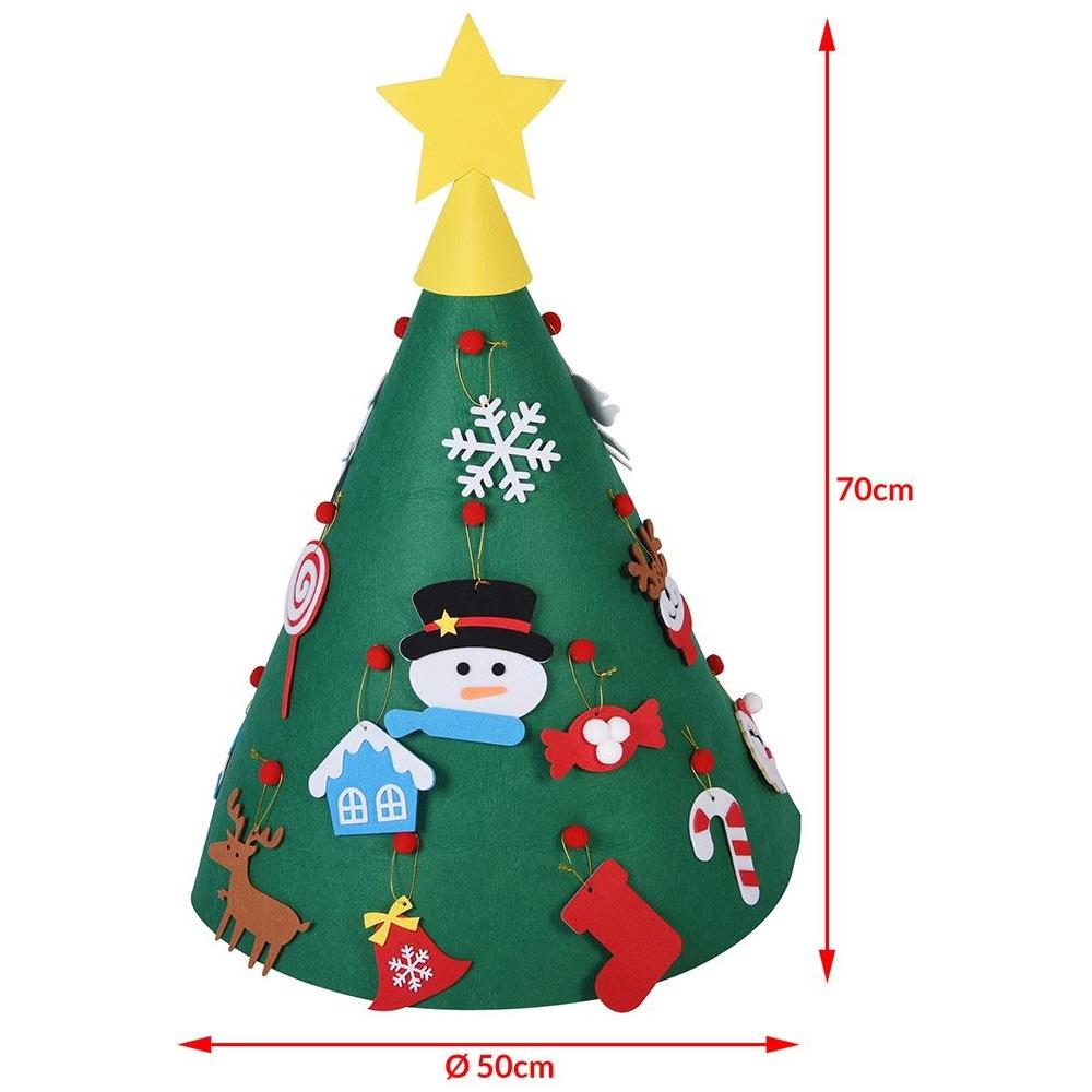 Albero di Natale Giocattolo per Bambini in Feltro con 15 Addobbi Natalizi 70 cm - Foto 2