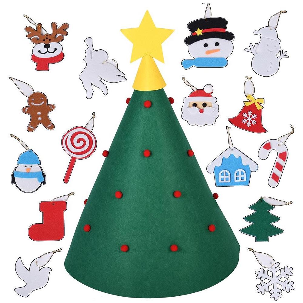 Albero di Natale Giocattolo per Bambini in Feltro con 15 Addobbi Natalizi 70 cm - Foto 4