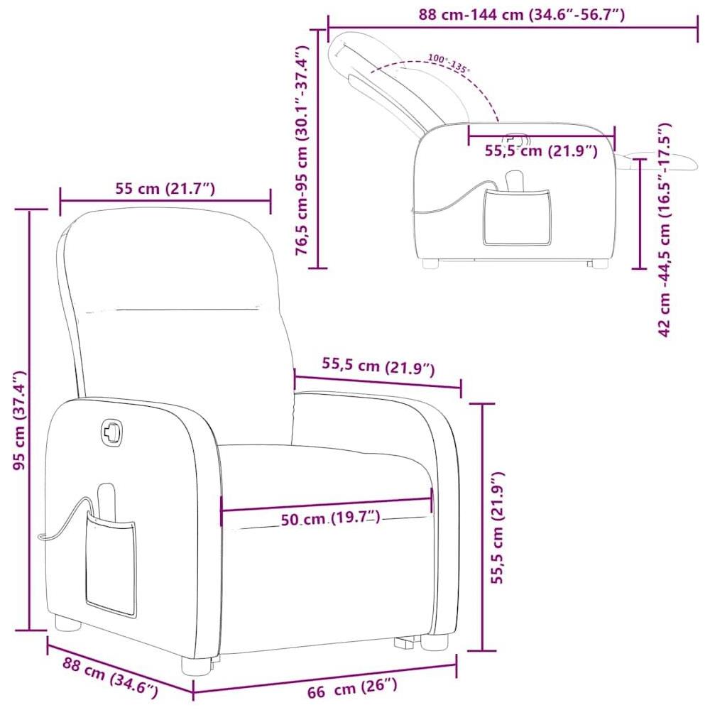 Poltrona Alzapersona Massaggio Reclinabile Rosso Vino Tessuto - Foto 10