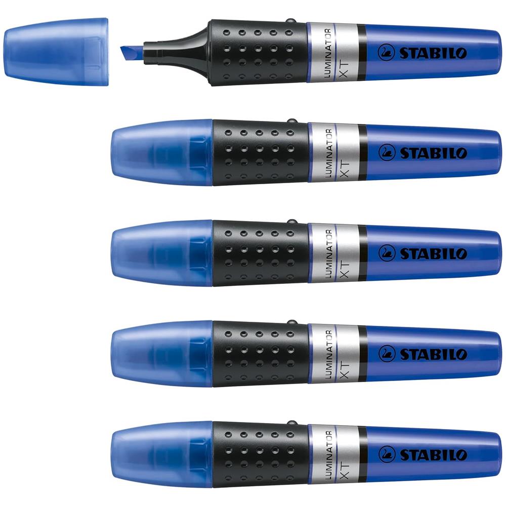 LUMINATOR - Evidenziatore - lunga durata e doppio tratto (2 + 5 mm) - Confezione da 5 - Blu - Foto 1