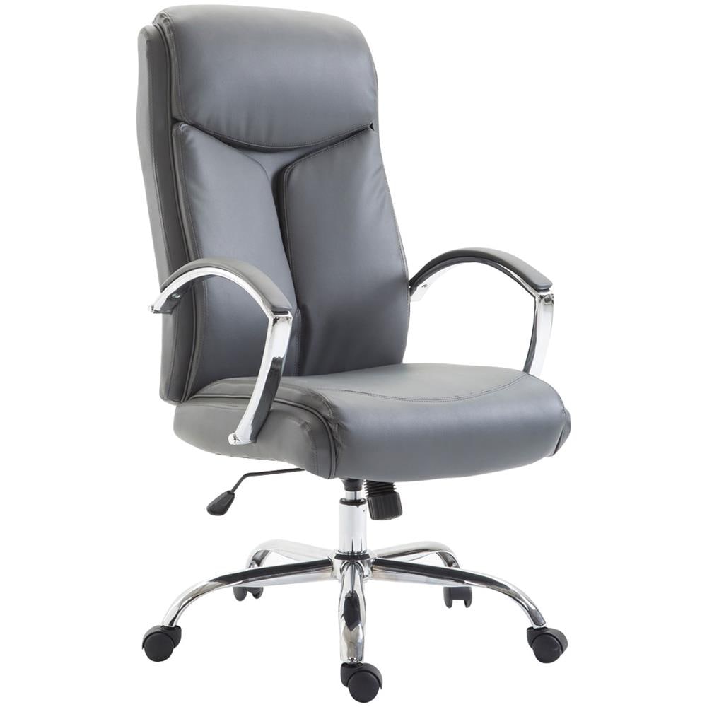Sedia Ufficio Vaud XL in Similpelle I Poltrona Ergonomica Girevole con Alto Schienale E Braccioli I Poltrona Studio Portata Max 140 kg Grigio - Foto 1