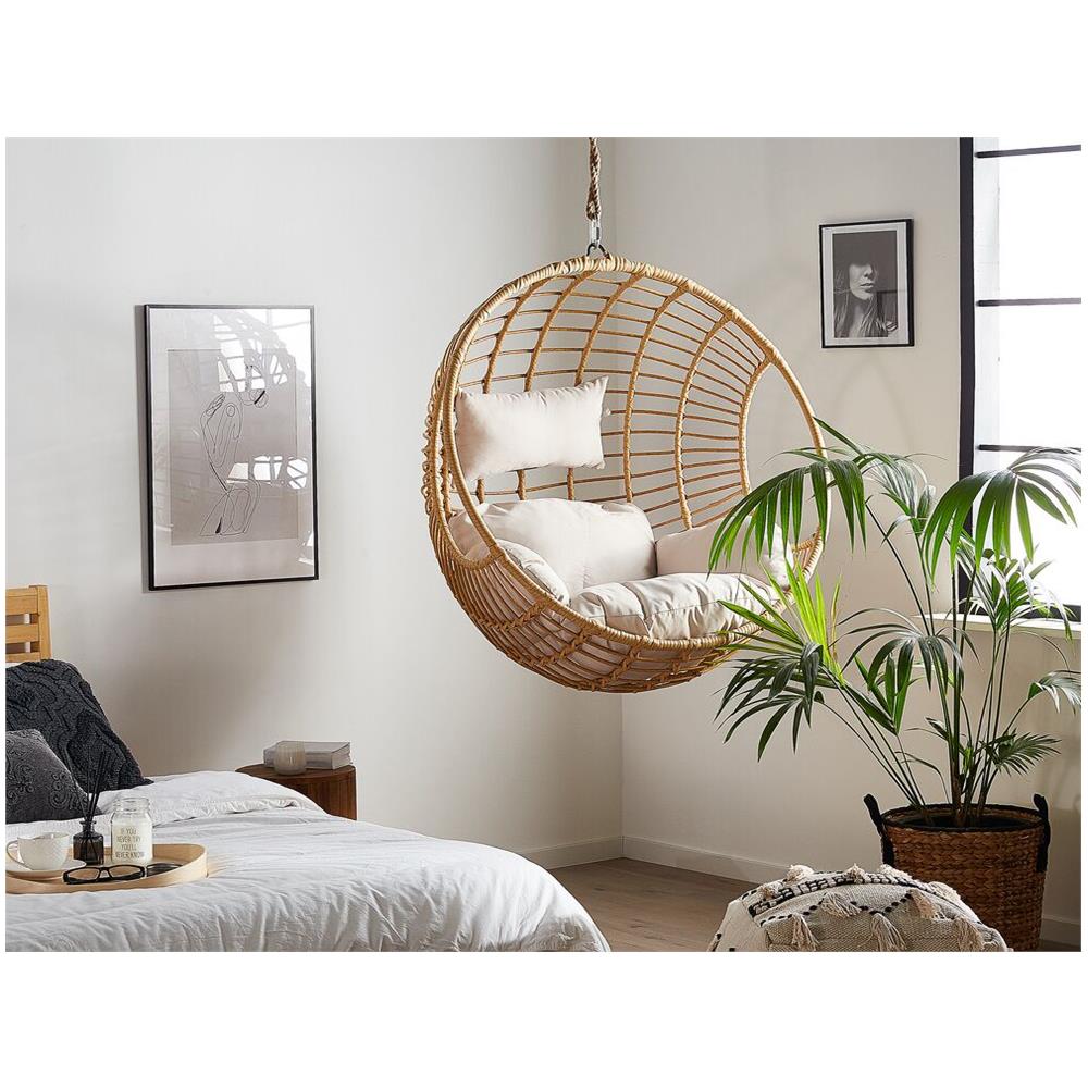 Sedia Sospesa In Rattan Beige Aspio - Foto 2