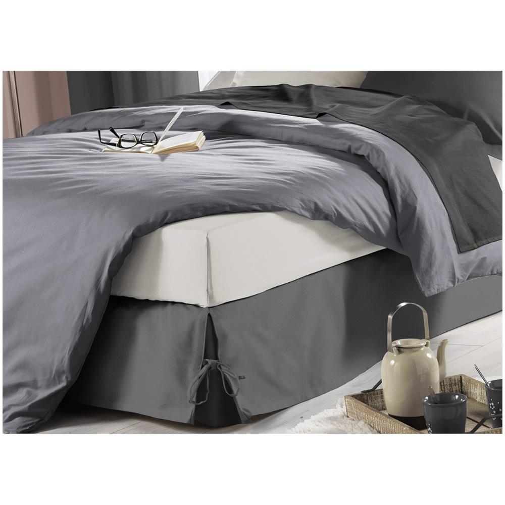 Lenzuolo Vestiletto Montovana Giroletto Colore Grigio Melange In Tinta Unita Matrimoniale Grigio - Foto 1