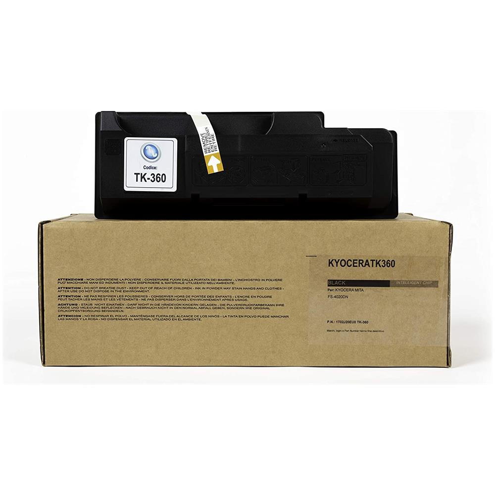 TONER COMPATIBILE - Kyocera Tk-360 Nero 1t02j20eu0 Per Fs-4020dn Fornito Di Intelligent Chip Capacità 20000 Copie Made In Italy - Foto 1