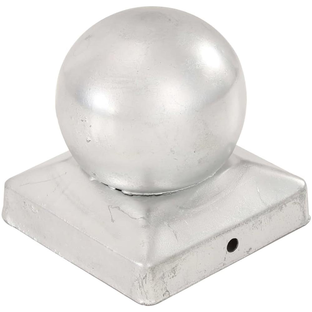 Tappi Per Pali 6 Pz Estremità A Globo Metallo Zincato 91x91 Mm - Foto 2