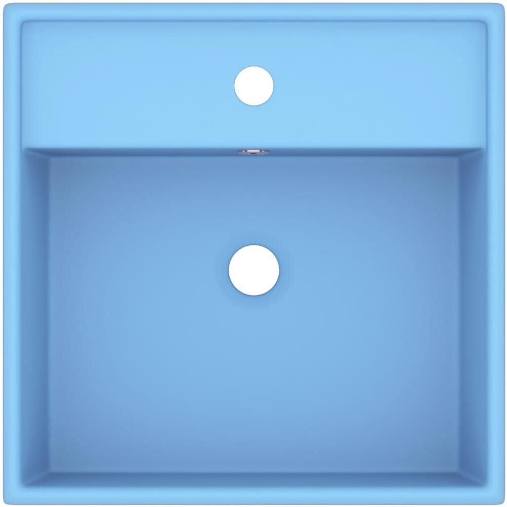 Lavabo Troppopieno Cubico Azzurro Opaco 41x41cm Ceramica - Foto 2