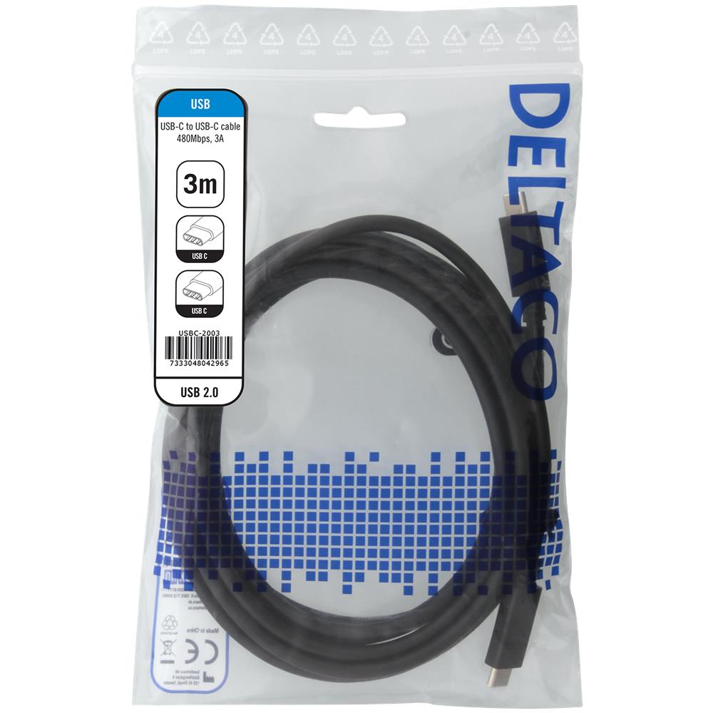 Cavo Usb 2.0, Tipo C - Tipo C, 3 M, Nero - Foto 4