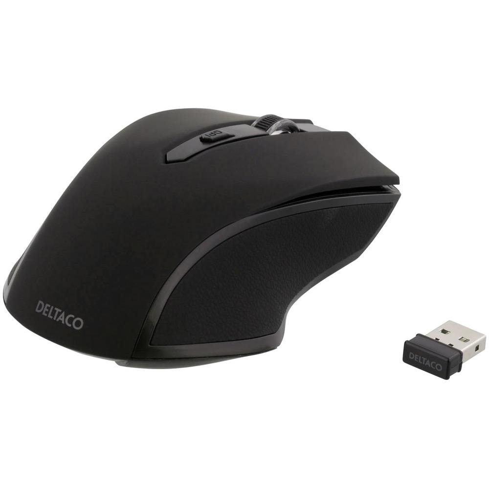 Mouse Ottico Wireless Deltaco, 6 Pulsanti Con Scroll, 1600 Dpi, Usb, Nero - Foto 4