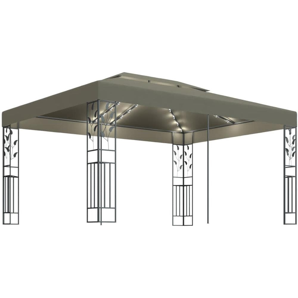 Gazebo con Tetto Doppio e Luci LED 3x4 m Grigio Talpa - Foto 1
