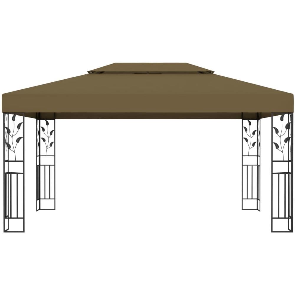 Gazebo con Tetto Doppio e Luci LED 3x4 m Grigio Talpa - Foto 3