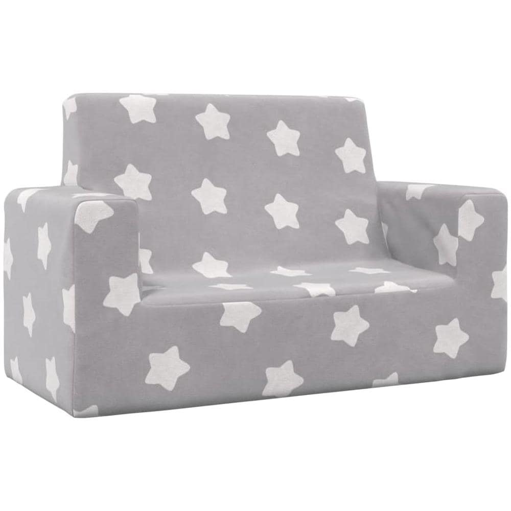 Divano per Bambini 2 Posti Grigio Chiaro Stelle Morbido Peluche - Foto 1