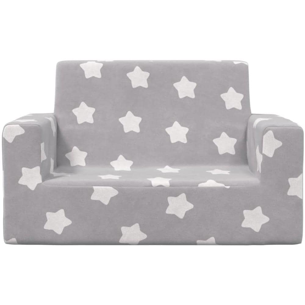 Divano per Bambini 2 Posti Grigio Chiaro Stelle Morbido Peluche - Foto 2