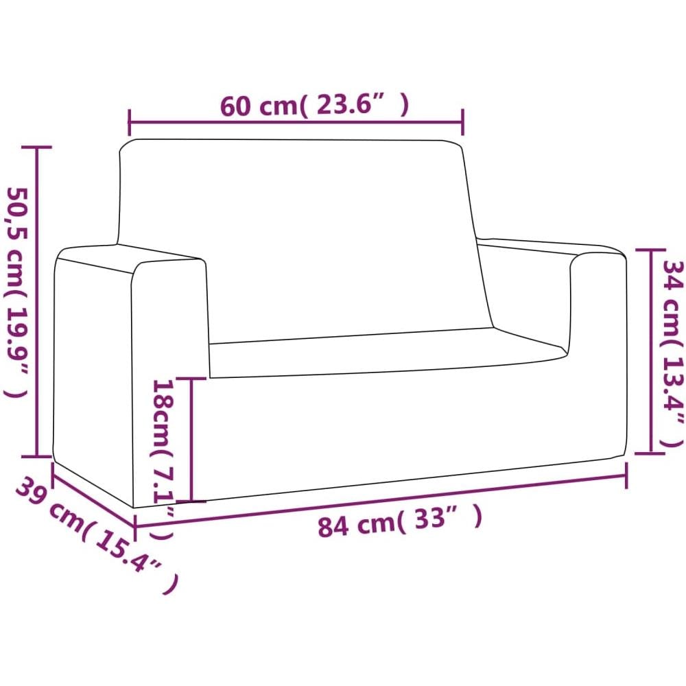 Divano per Bambini 2 Posti Grigio Chiaro Stelle Morbido Peluche - Foto 6