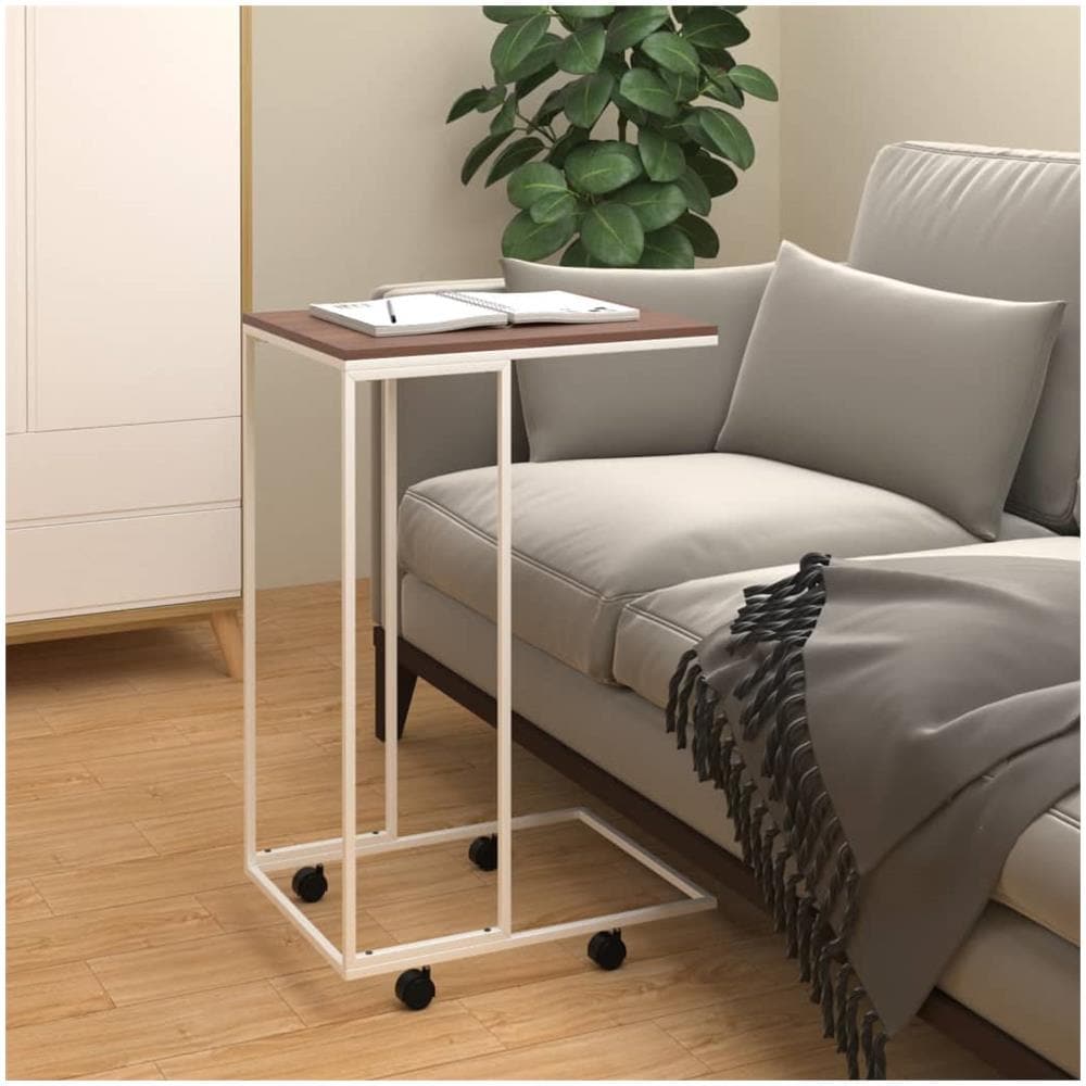 Tavolino Con Ruote Bianco 40x30x63,5cm In Legno Ingegnerizzato - Foto 1