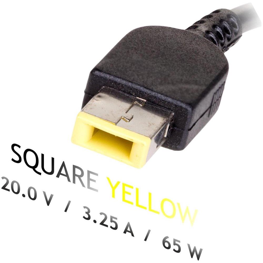 Adapter Square Ak-nd-24 Per Corrente Alternata, Progettato Per Laptop Ibm E Lenovo (20v; 3,25a; 65w; Slim Tip, Connettore Quadrato Giallo) - Foto 2