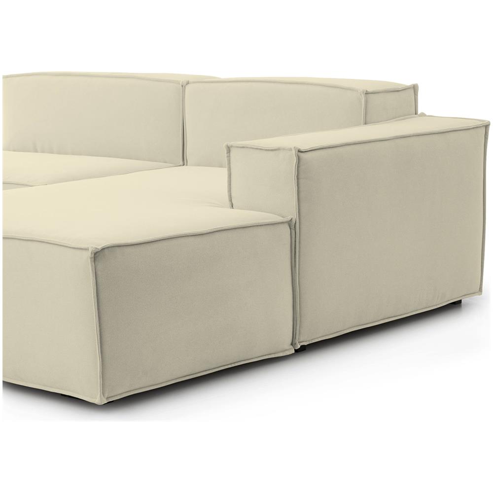 Divano Fisso Giovanna, Divano Componibile A 3 Posti Con Penisola Destra, 100% Made In Italy, Sofà Moderno In Tessuto, Cm 300x170h70, Beige - Foto 4