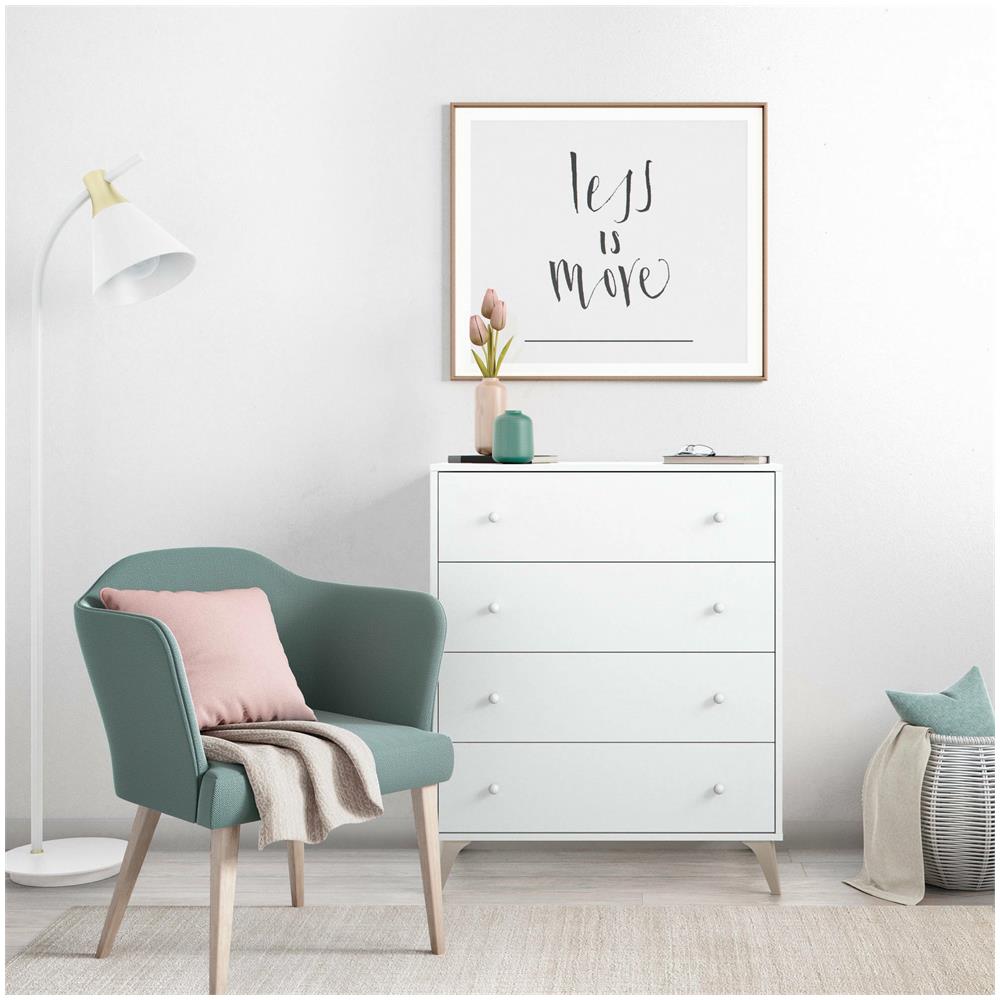 Cassettiera Denver, Settimanale A 4 Cassetti, Mobile Comò Per Camera Da Letto, Comò Moderno, 78x40h95 Cm, Bianco - Foto 4