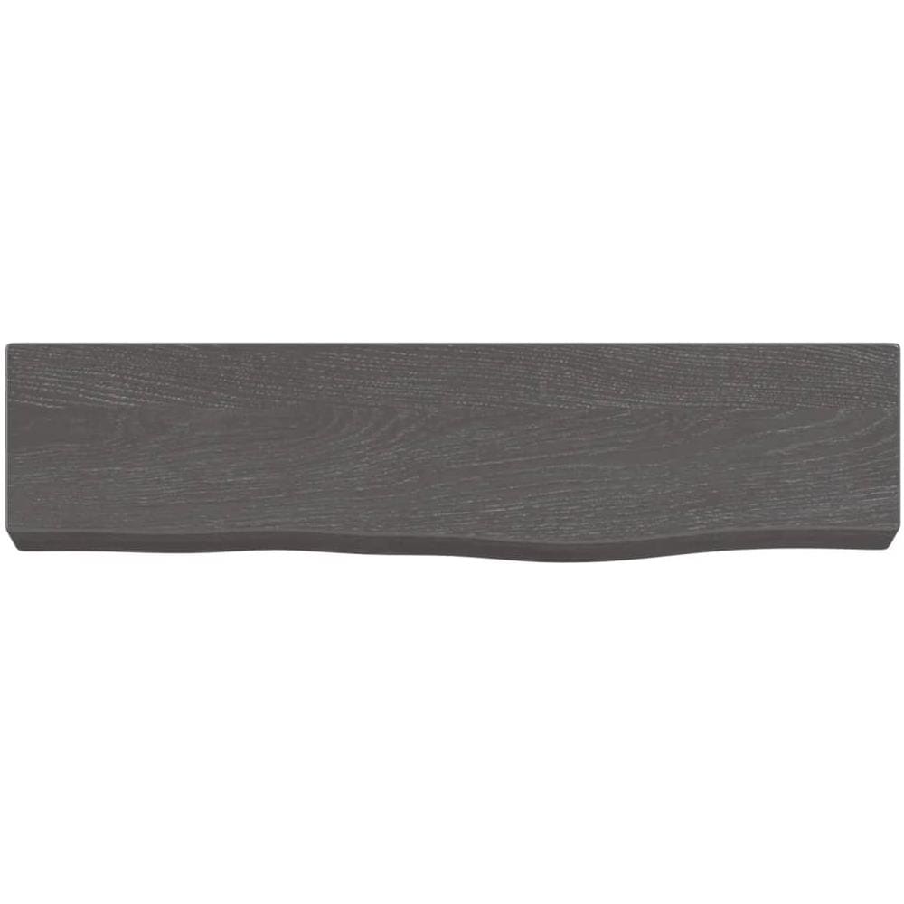 Ripiano Muro Marrone Scuro 40x10x4 cm Massello Rovere Trattato - Foto 2
