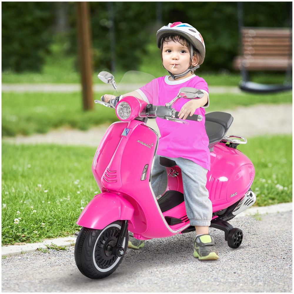 Moto Elettrica per Bambini con Licenza Ufficiale Vespa, 2 Rotelle, Luci e Suoni, 108x49x75 cm, Rosa - Foto 2