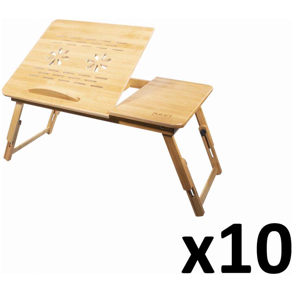 Tavolo per laptop in bambù VALORA - Pieghevole e regolabile, perfetto per la colazione e il lavoro L x 10 - Foto 1