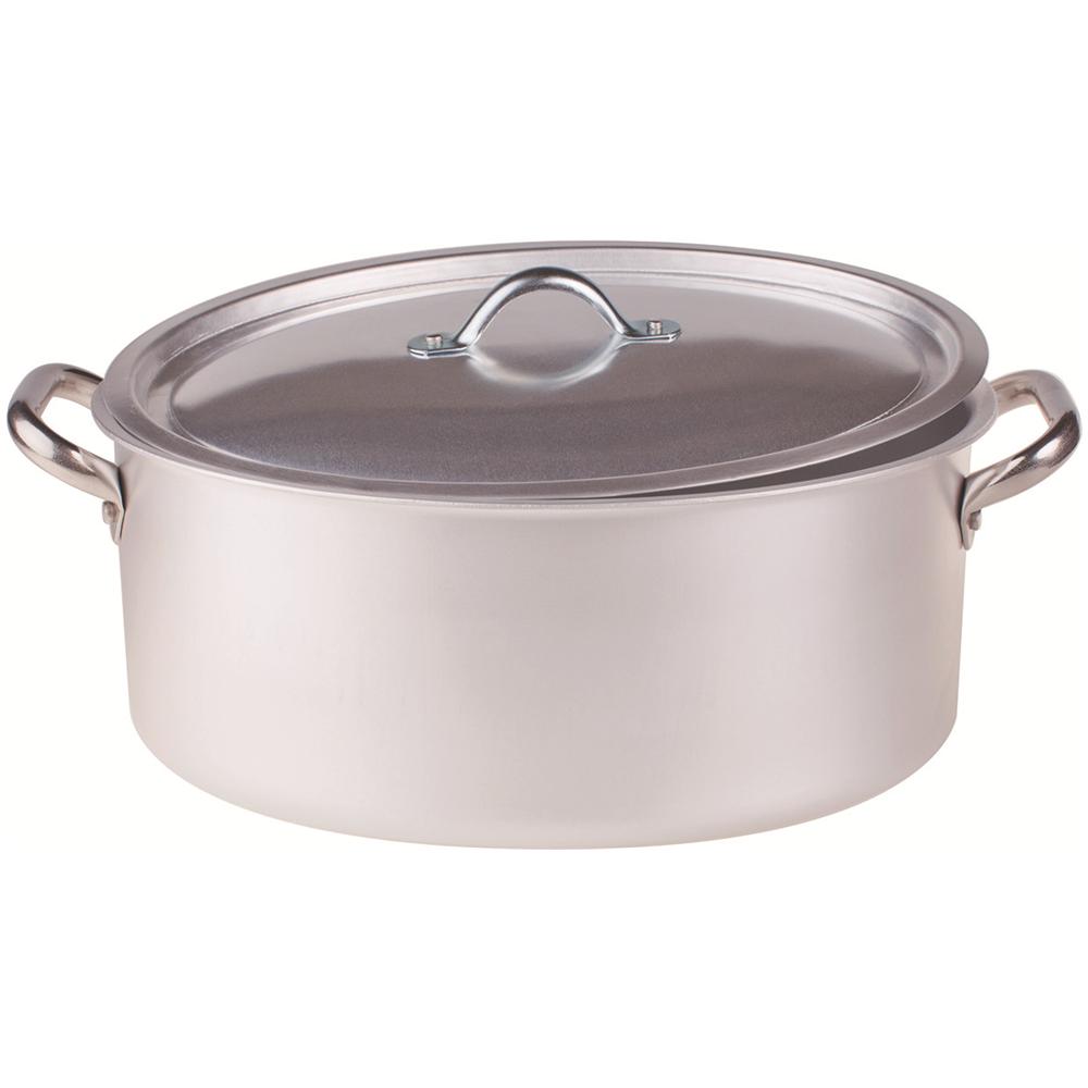 Casseruola Ovale 2 Maniglie con Coperchio Diametro 50 cm - Linea Alluminio 3 mm - Foto 2