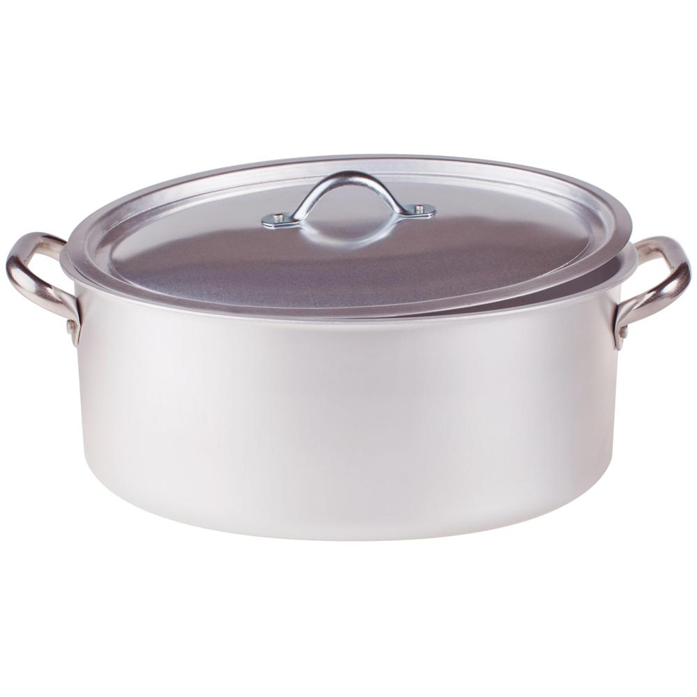 Casseruola Ovale 2 Maniglie con Coperchio Diametro 50 cm - Linea Alluminio 3 mm - Foto 1
