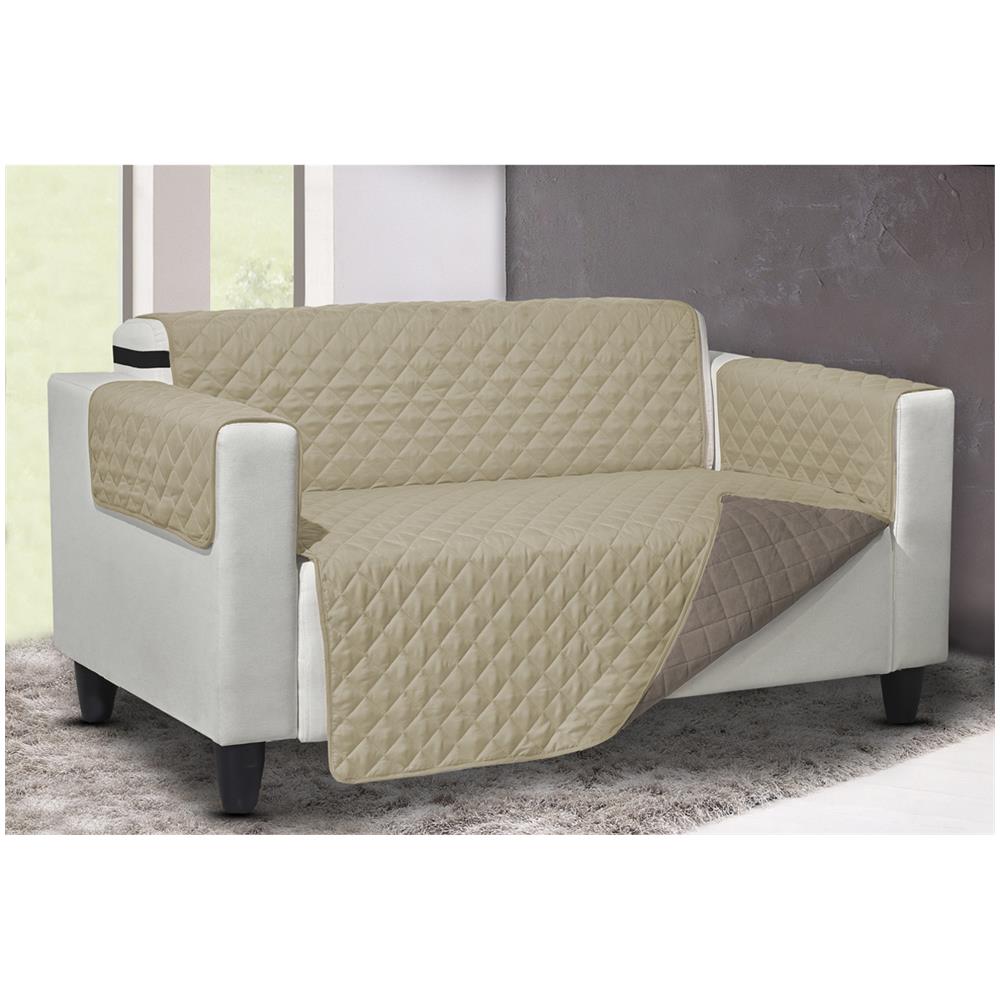 Copridivano Trapuntato Queen Antimacchia Double Face Tortora-crema Poltrona Tortora-crema - Foto 2