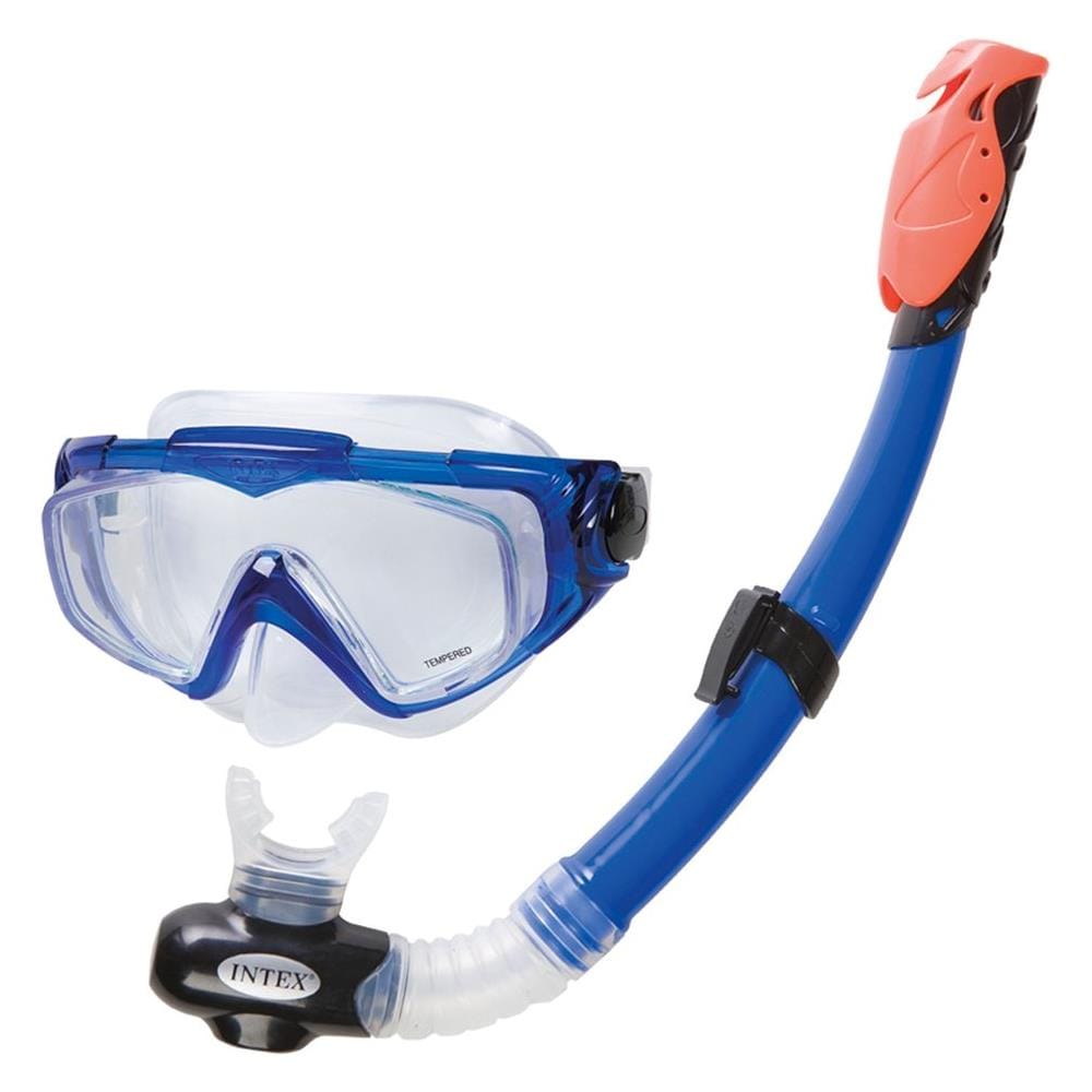 Set Maschera Con Boccaio Per Immersioni Snorkeling Sub Mare Piscina Blu - Foto 1
